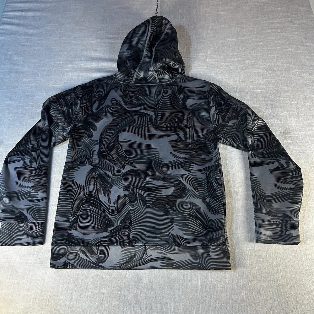 ADIDAS Size L (14/16) Boys Gray/Black Front Pocket Fleece‎ Lined Athletic Hoodie